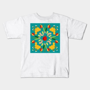 Yomim Noraim - teal print Kids T-Shirt